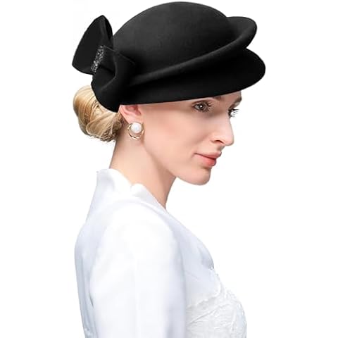 ELLYDOOR Wool Fascinator Hat with Veil Cover