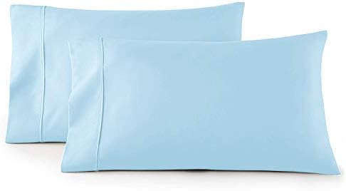 400 Thread Count 100% Cotton Baby Blue Standard Pillowcase Size Sateen Weave Standard Pillowcase Set Highly Breathable, Easy Care, Premium Soft Silky,Oeko Tex Certified
