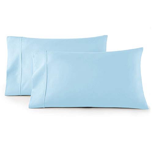 400 Thread Count 100% Cotton Baby Blue Standard Pillowcase Size Sateen Weave Standard Pillowcase Set Highly Breathable, Easy Care, Premium Soft Silky,Oeko Tex Certified #TOP1