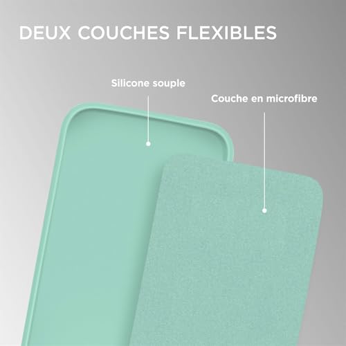 Coque silicone iPhone 12 Oneflow menthe mat antichoc à double couche