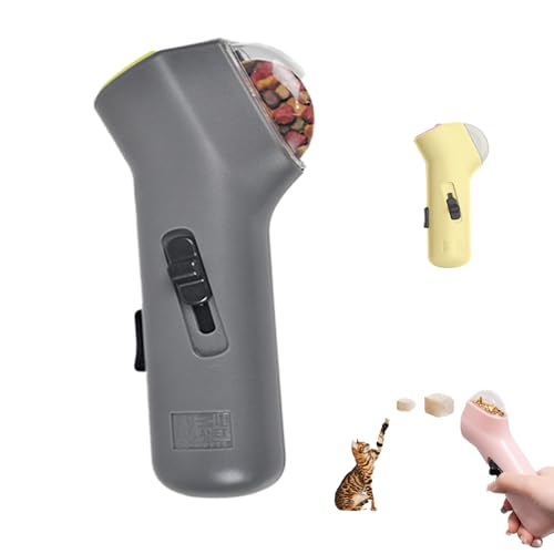 Liangchaochen 猫用おやつ銃 猫用おやつランチャーガン 猫と犬用ユニバーサルポータブルインタラクティブおやつフリーズドライランチャー 運動や屋外遊び用の手持ちトレーニングおもちゃ(Gray)