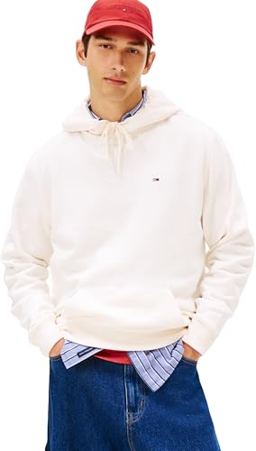 Tommy Jeans Felpa con Cappuccio da Uomo Tjm Reg S Flag Ext Dm0dm20742 (Confezione da 1), Bianco (Bianco Antico), L