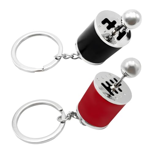 Yourkar 2 PCS Car Gearbox Keychain, Manual Shifter Gearbox Key Chain, Gear Casing Keyring with Transmission Stick, Car Accessories (Black+Red)