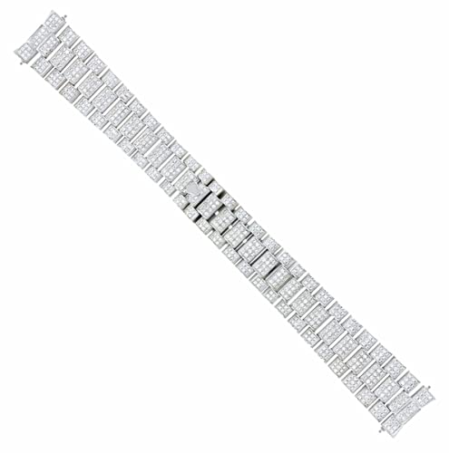 Ewatchparts 20mm 18KW PRESIDENT WATCH BAND WITH ALL NATURAL DIAMOND LINKS COMPATIBLE WITH ROLEX 8CTS