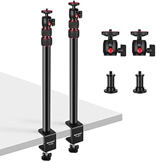 NEEWER 2PCS Extendable Camera Desk Mount with 1/4" Ball Head, 1740 Adjustable Table Light Stand with 1/4" Adapter and C Clamp for DSLR Camera, Ring Light, Live Stream, Vlog, Max Load: 6.6lb/3kg
