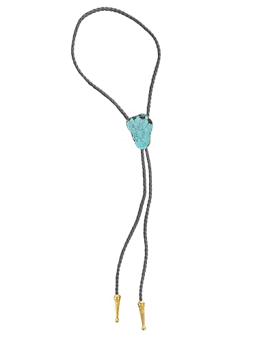 Image of Daisy Del Sol Gemstone Bolo Tie Braided Vegan Faux Leather Natural Stone Gold Handmade Necklace Adjustable Boho Western Jewelry