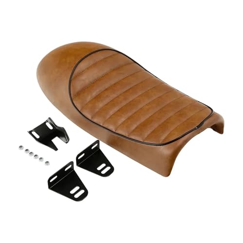 Asiento de cuero sintético con giba marrón para motos Honda CB400 CG125