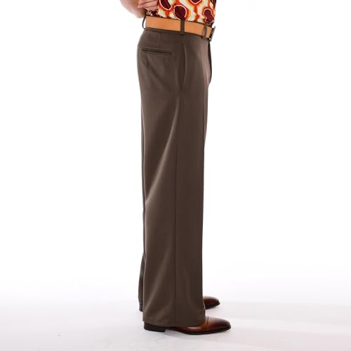 Mens 70s Light Brown Stretch Gabardine Wide Leg Pants3