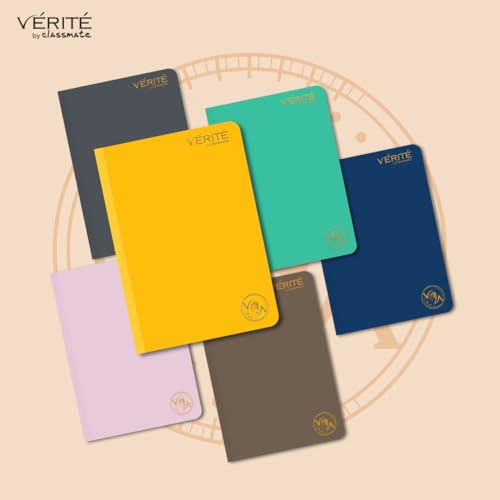 Image of Lay Flat Binding Longbook - Verite by Classmate Ideal for School Students, Sunshine Color, A4 Size, Single Line, Thick Premium 140 Pages with Low Ink Bleed for Smooth Writing Experience