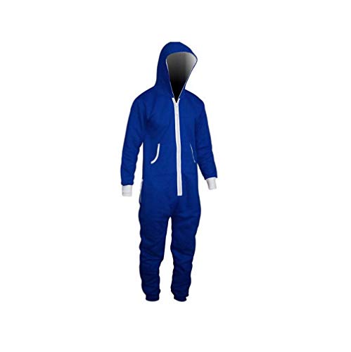 YLOVOW La Cremallera De Lujo Unisex Una Todo En Una Encapuchada Relampaga para Arriba El Mono Total,Blue