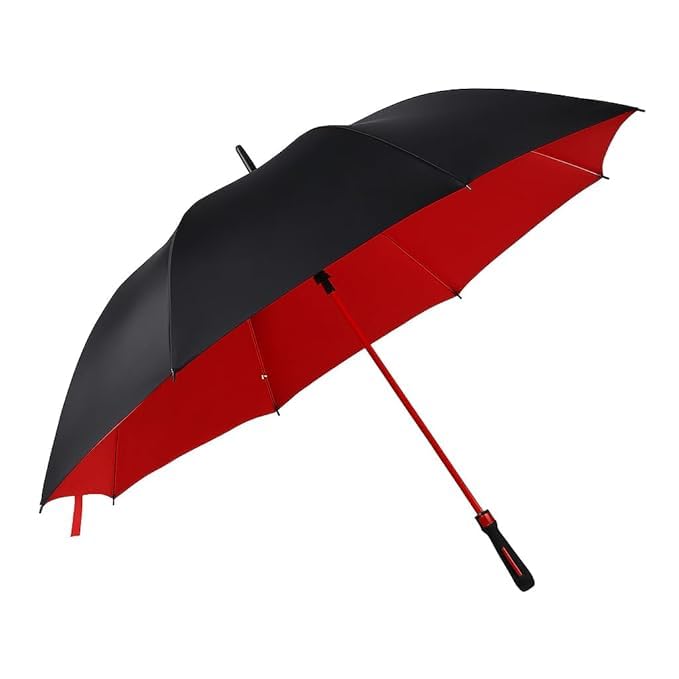 Image of Premium Auto Open Big Size Umbrella for Men & Women | UV & Rain Protection, Strong Frame and Comfortable Grip Handle (Red)