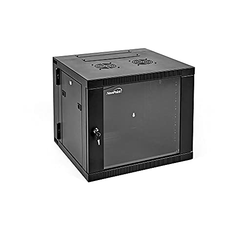 Image of NavePoint 9U Wall Mount Cabinet with Hinged Back - 21.6 inch Deep, Server Rack Enclosure with Locking Glass Door and Removable Side Panels, Network Cabinet with 2 Fans, Pre-Assembled