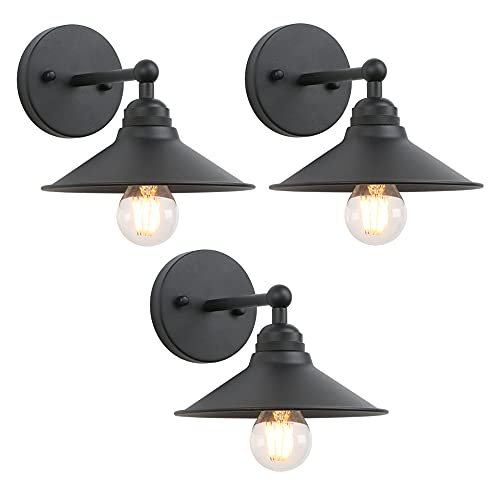 Yosoan Set of 3 Indoor Reading Wall Sconce, Hardwired Vanity Vintage Industrial Modern Wall Mount Fixture with 6.9