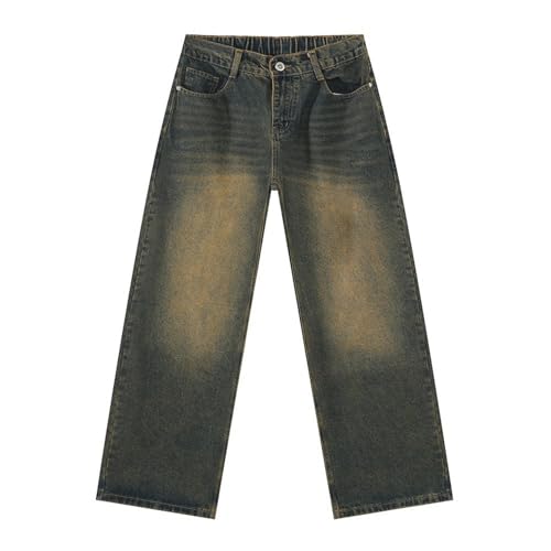 Men's Jeans Autunm Korean Elastic Waist Loose Casual Straight Commute Home Weekend Long Pants