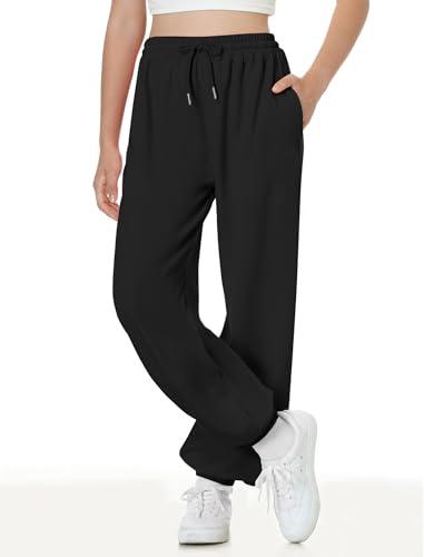 Image of EXARUS 3 Pack Girls Sweatpants Joggers Teen Sweat Pants Wide Leg | Tween Baggy Casual Preppy Pockets High Rise Elastic Waist School Sports Trendy Clothes Kids Youth Junior 6-14Y