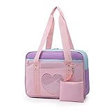 ✿ Design: 1 Haupttasche zum Aufbewahren von Laptops, Kleidung oder Büchern. 1 externe Reißverschlusstasche zum Aufbewahren von Geldbörsen, Karten, Schlüsseln oder Kosmetika. 1 kleine transparente PVC-Tasche zum Anbringen von Anime-Pins oder Broschen. 1 kleine Segeltuchtasche mit Haken bietet Platz für Münzen oder Karten.