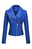 Bellivera Women's Faux Leather Jacket Motor Bike Elegantes Overcoat 53 L.Blue M