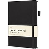 Skyline Hourly Weekly Planner – Undated Agenda & Daily Appointment Book – Time Blocking Notebook for Business Entrepreneurs, A5 (Black)