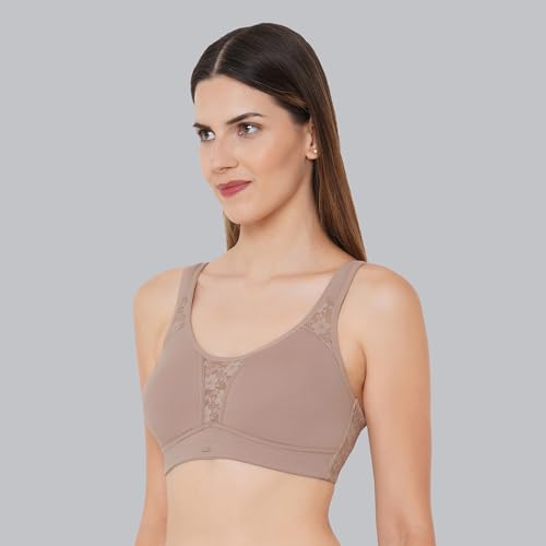 Image of SOIE Women's Full Coverage Minimizer Bra|Non Wired, Non Padded, Triple Layered Cups|Breathable Stretch Cotton with Lace & U-Back Support