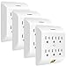 Kasonic Multi Plug Outlet 4 PACK, Wall Mount power strip with 6 Outlet Tap; Grounded Wall Plug Extender, Easy-to-Install, UL Listed, for Home/School/Office, White