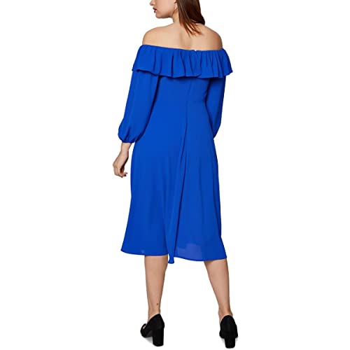 BCBGeneration Womens Stretch Ruffled Long Sleeve Midi Evening Fit + Flare Dress2