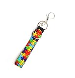 Charmed By Dragons Autism Keychain Awareness Acceptance - Neoprene Puzzle Pieces - Large Lobster Cla