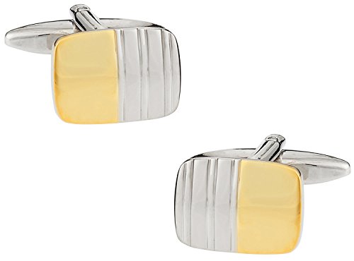 Mancuernillas bicolor dorado y plateado con caja miniatura 1