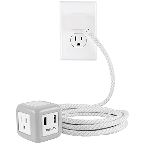 Philips Cube Extension Cord, 10 Ft, 3-Outlet Flat...