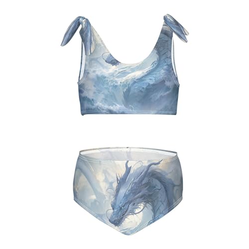 QUGRL Water Dragon Girls Bikini Beach Swimwear Sea Kids 2 Piece Swimsuits Sport Tankini Hawaiian Bathing Suit 9-10 Years Multicoloured