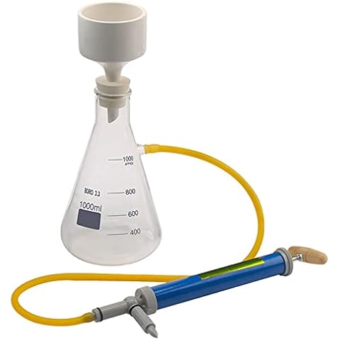 iksya Lab Vacuum Filtration Apparatus - Hand Pump Vacuum Distillation Equipment with Funnel and Pump Glass Suction Filtering Kit Chemistry Lab Glassware Kit for School Educational Lab (Size : 1000ml) Cover