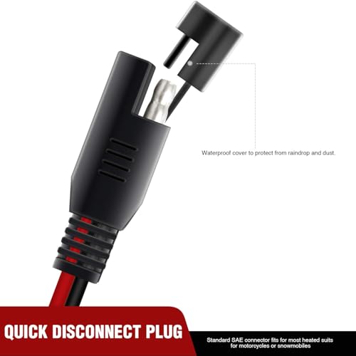Nilight 2PCS 12FT SAE to SAE Extension Cable 16AWG 2 Pin Wire Cord Harness with 12V-24V DC Quick Connect Disconnect Connector with Dust Cap
