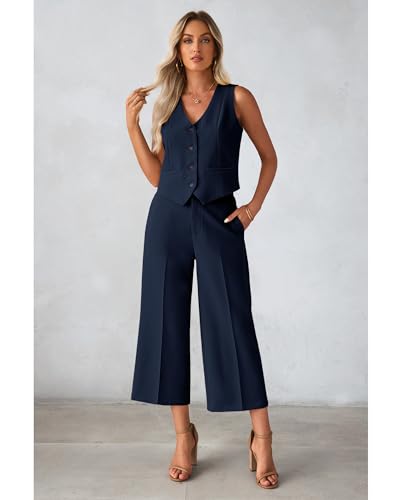 luvamia Women's Vest and Wide-Leg Pant Suit Set - 27.99 w/ Code + 50% Off Code Z4Y79DFL - image 3