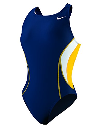 Nike Swim Women's Team Color Block Power Back One Piece Swimsuit, Black/White