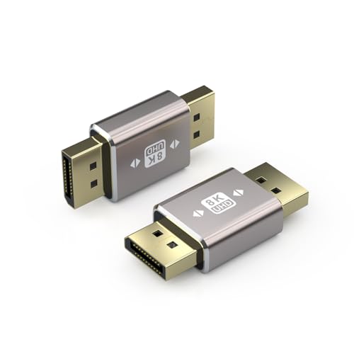 SOMDARHK DisplayPort Adapter Male to Male 2 Pack – 8K Display Port Connector DP 2.1 Coupler Supports 8K@60Hz 4K@144Hz for Laptop Projector PC HDTV