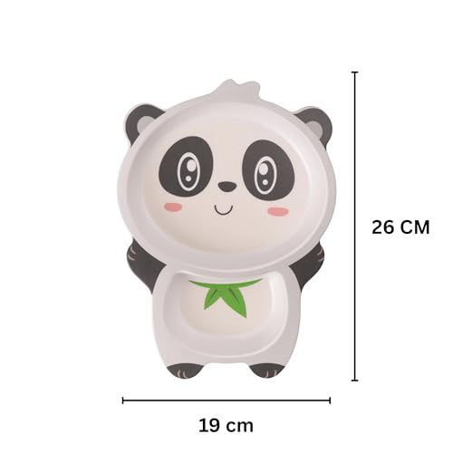 Image of Bamboo Kids Feeding Set of 5 | Made of Bamboo | Kids Crockery Set Tableware |Baby Utensils and Dishes Set | Eco-Friendly |Organic & Natural (Playful Panda)