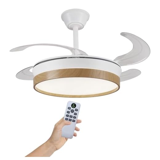 Ventilador de Techo con Luz LED 72W Silencioso - CCT 3000-4000-6000K con Aspas Retractiles - Mando a Distancia, Función Verano e Invierno y Reversible - Ventilación en Hogares y Oficinas