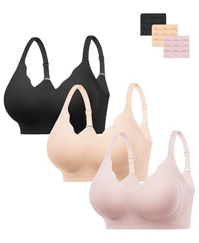 HBselect Jelly Bras for Women No Underwire 3PCS Comfort Wireless Push Up Bras Seamless Scalloped...