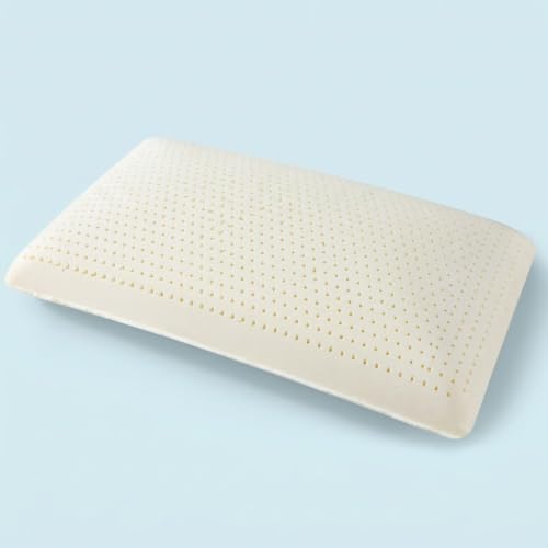 Bouhmoy Talalay 100% Natural Latex Pillow Premium Bed Pillow for Sleeping with Removable Cotton Cover Helps Relieve Pressure Breathable Best Gift with Perfect Package Queen (Medium 6.2 (H))