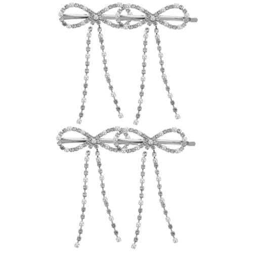 Pinces à cheveux pendantes de mariage en strass silver et finition luxe
