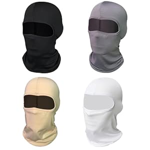 DUNBE 4 Pcs Thin Balaclava Face Mask, UV Protection Cooling Breathable Helmet Liner Fits Glasses for Motorcycle Bicycle