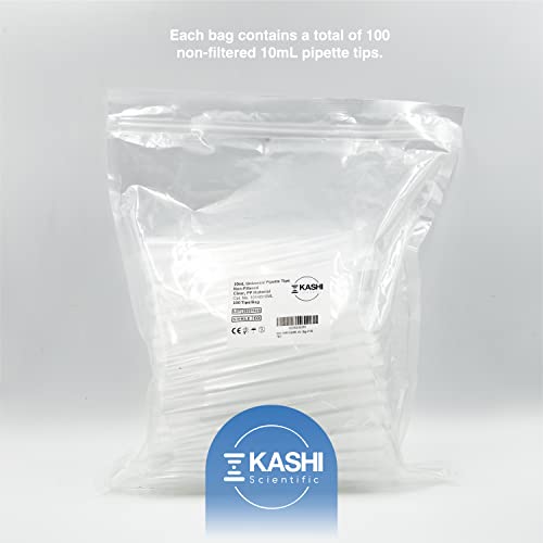 Image of Kashi Scientific 10mL Universal Non-Filter Pipette Tips, Sterile Low Binding Pipet Tips with Clear Graduation, DNase /RNase Free [10mL, 100pcs]