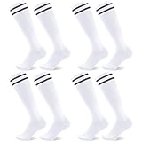Firtink 4 Paare Fußballsocken Kinder, Sportsocken Fußball Socken Trainingssocken Fussball Socken für Jungen und Mädchen Weiß