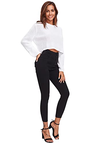 Image of Women's High Waist Stretch Denim Crop Skinny Jeans Casual Pants