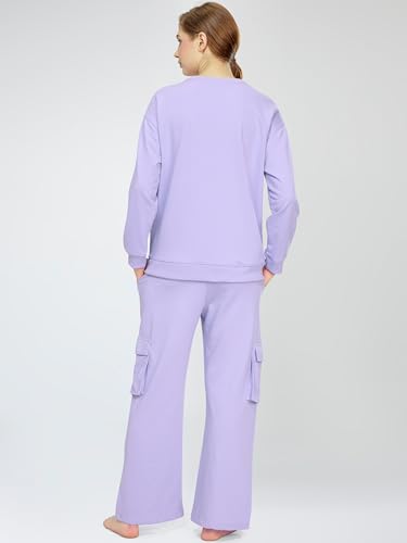 Image of ZEYO Women's Cotton Track Suit Typography Printed Sweatshirt Co-ords Set 5824