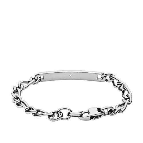 Fossil Men's Stainless Steel Engravable Id Bracelet, Color: Smoke (Model: Jf03058793) #TOP1