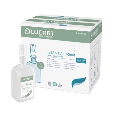 Lucart Essential Foam - Jabón de manos con fragancia neutra de 1 litro, caja de 6