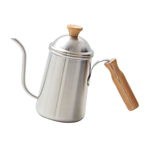HEALEEP 日式木製ハンドルステンレス製ロングスパウトケトル コーヒー抽出用ティーポット キャンプやアウトドア向け熱湯用湯沸かし器 省エ