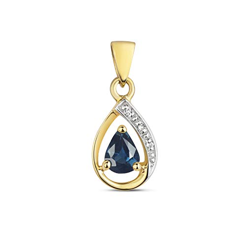 Pendentif Or 375 Saphir et Diamant pour sublimer vos soirées