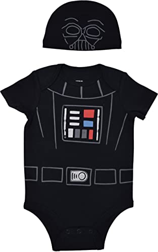 Image of STAR WARS The Mandalorian The Child Darth Vader R2-D2 Baby Cosplay Bodysuit and Hat Set Newborn to Infant