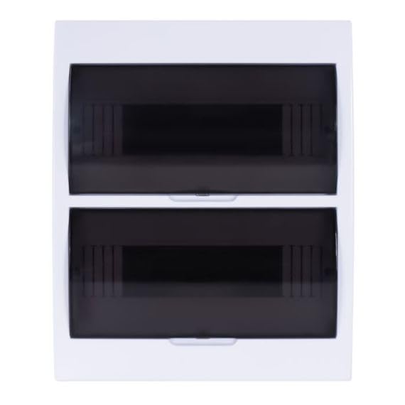 Quadro elettrico da parete 24 moduli DIN con doppia porta trasparente fumé per interno - 33x27.5x10cm